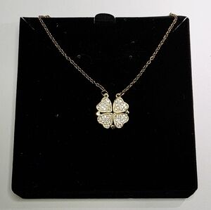 N0021 Brandnew Elegant Gold Clover Two In One Open Pendant Necklace